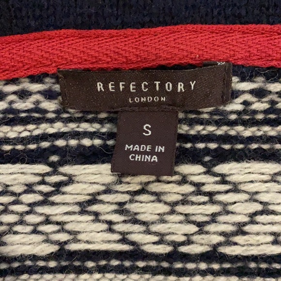 Refectory Navy Rib Shawl Collar Cardigan, Wool, Size Small - Picture 7 of 9